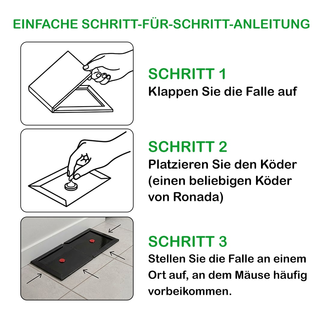 Ronada Klebefalle schwarz klein (10 Stück)