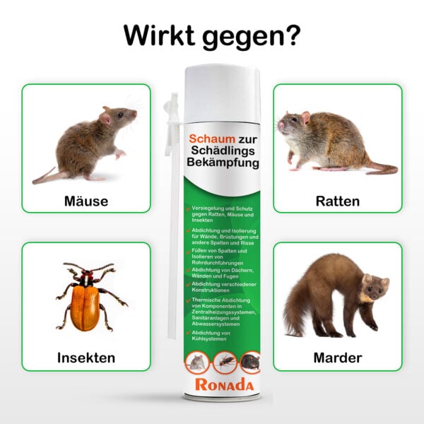 Montageschaum gegen Mäuse und Ratten 750 ml – Bild 2
