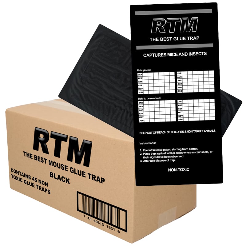 Mäuse Klebefalle Trapper RTM Schwarz (45 Stück)