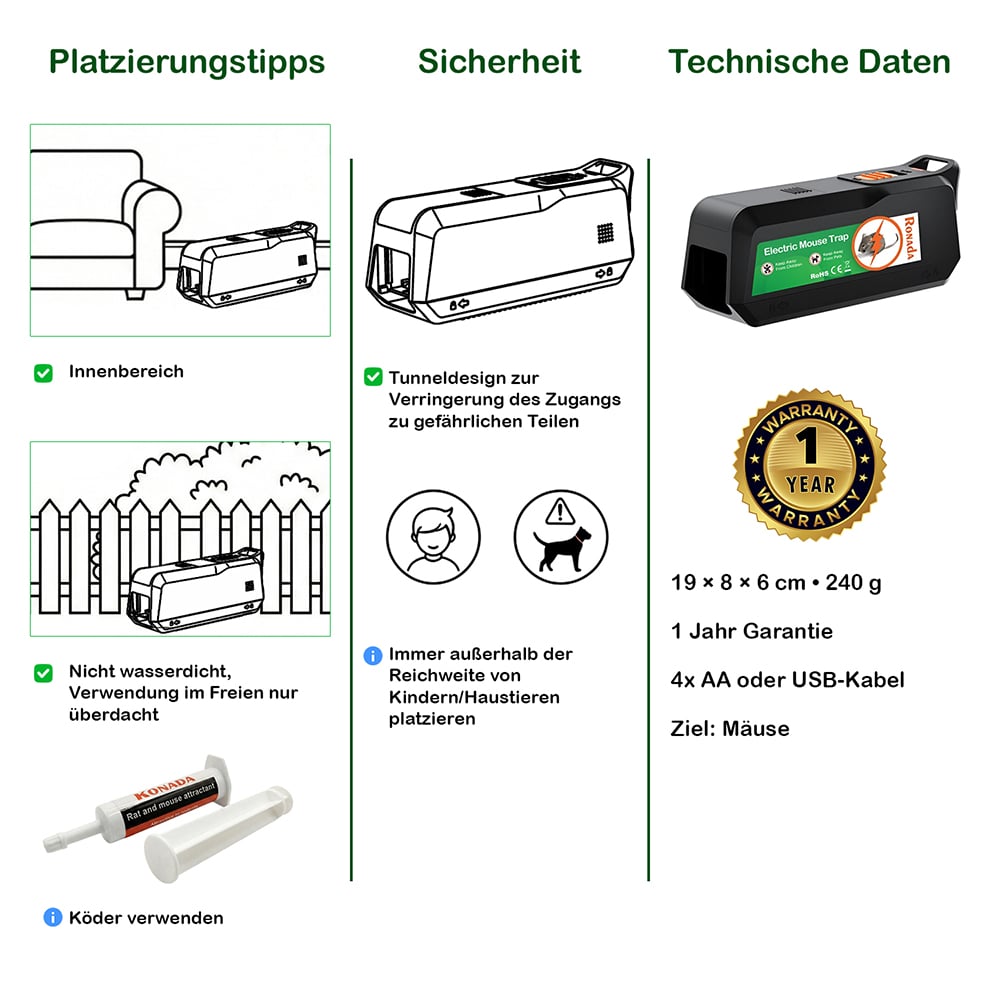 Ronada Elektrische Mausefalle - Diskret und effektiv!