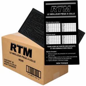 Plaques de glu pour souris Trapper RTM noires (45 pièces)